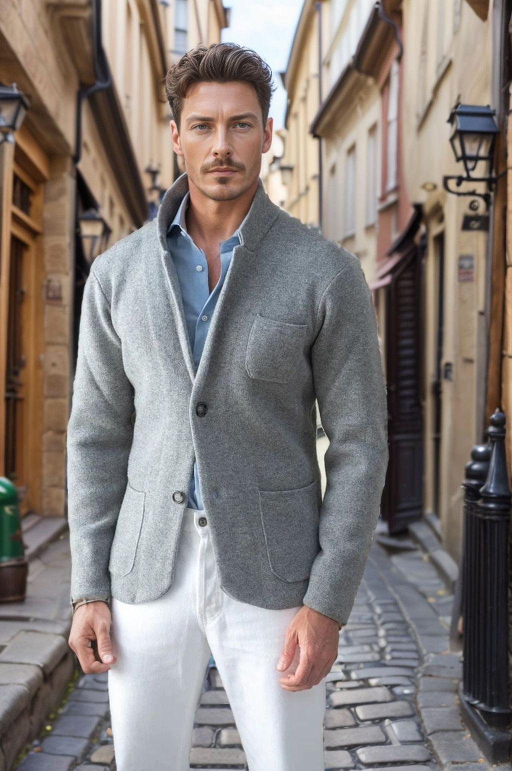 Bertram | Mens Casual Lapel Jacket, Dark Grey