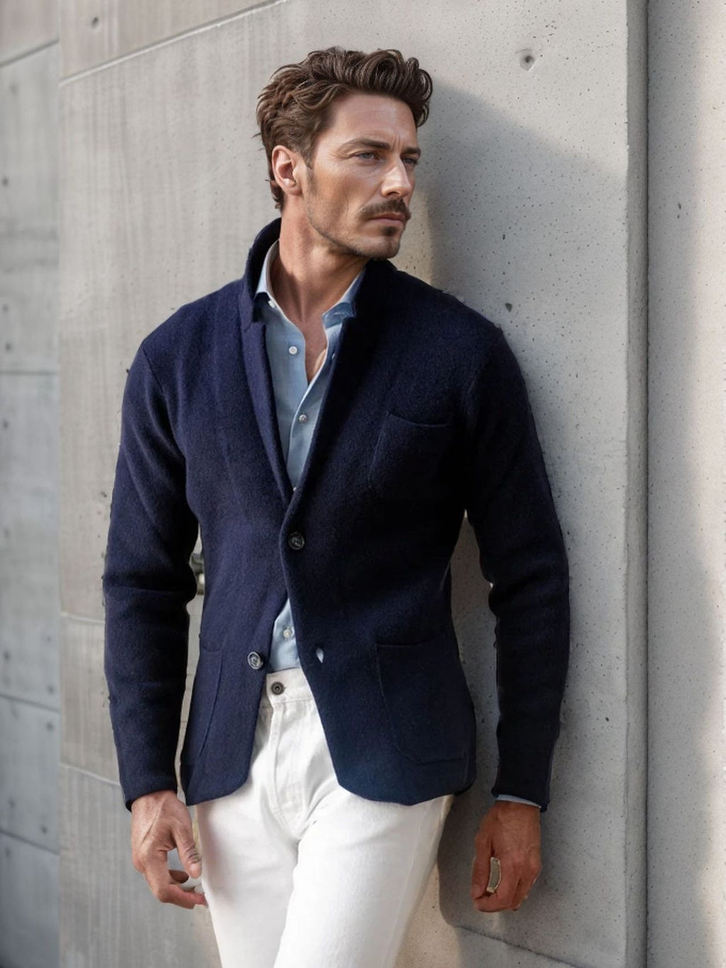 Bertram | Mens Casual Lapel Jacket, Navy Blue