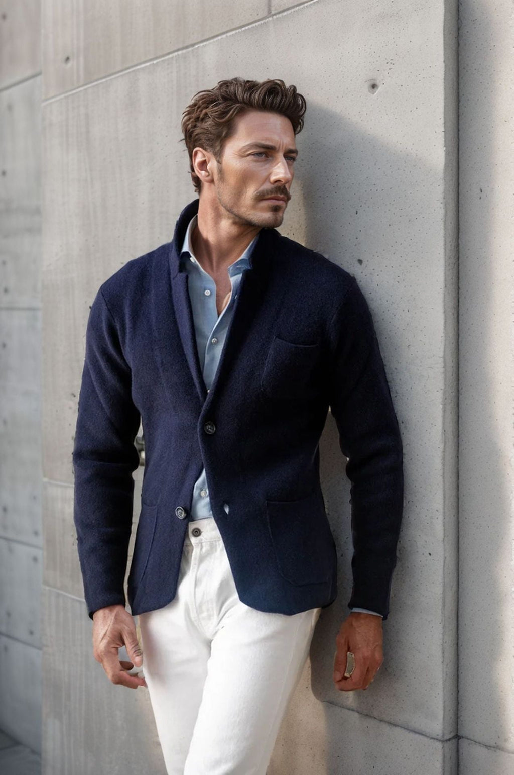 Bertram | Mens Casual Lapel Jacket, Navy Blue