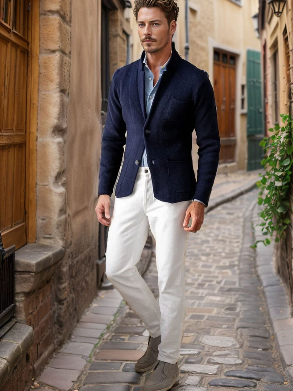 Bertram | Mens Casual Lapel Jacket, Navy Blue