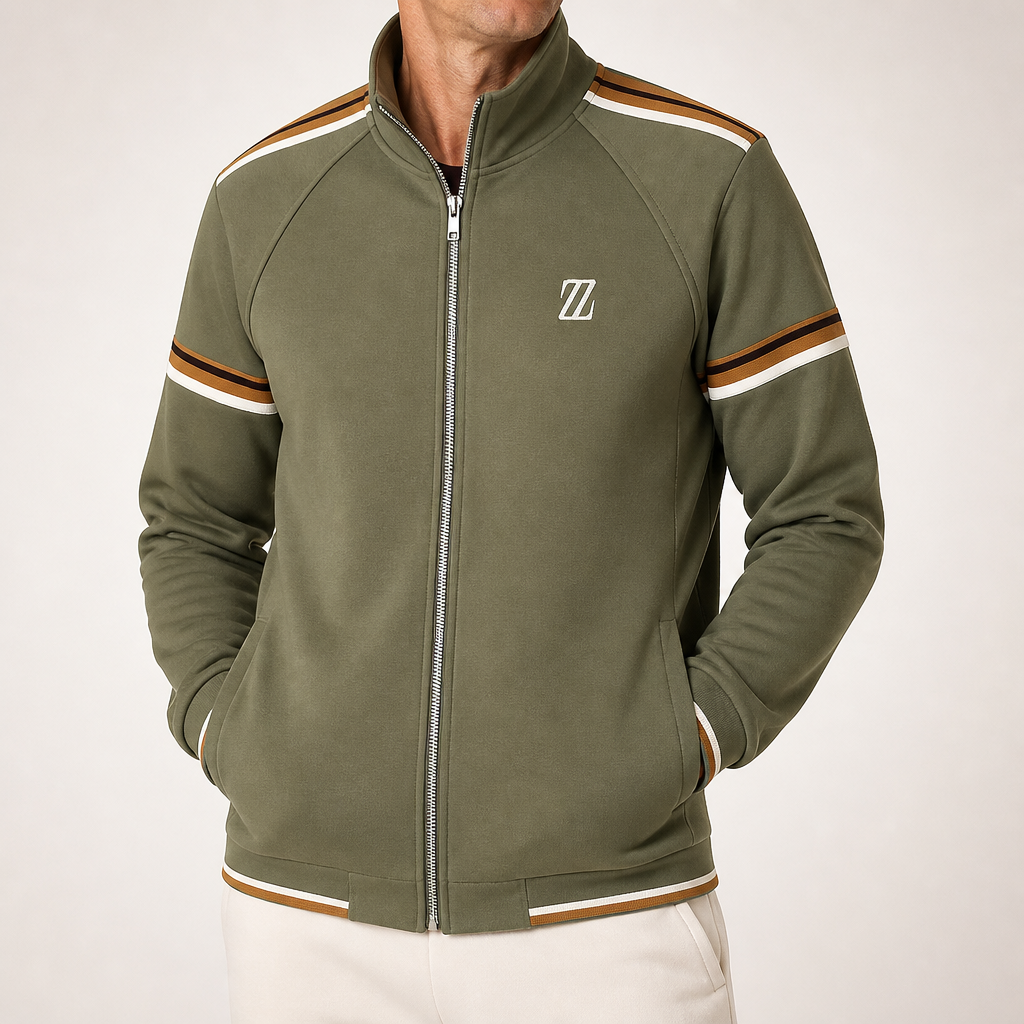 Bexley | Mens Tracksuit Stand Collar Two Piece Set Jacket Joggers, Green