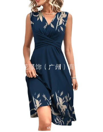 Bianca | Womens V Neck Short Sleeve Printed Summer Wedding Guest Casual Dresses - 4