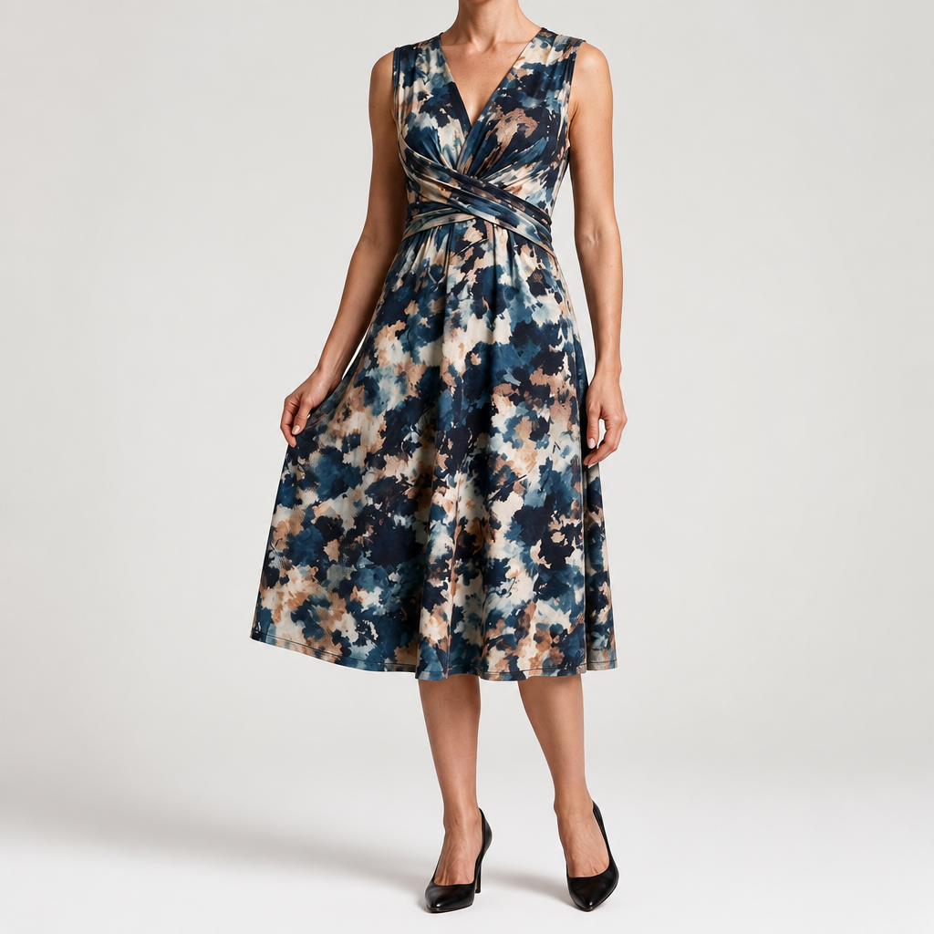 Bianca | Womens Wedding Guest Summer Printed V Neck Casual Dress, Print 3