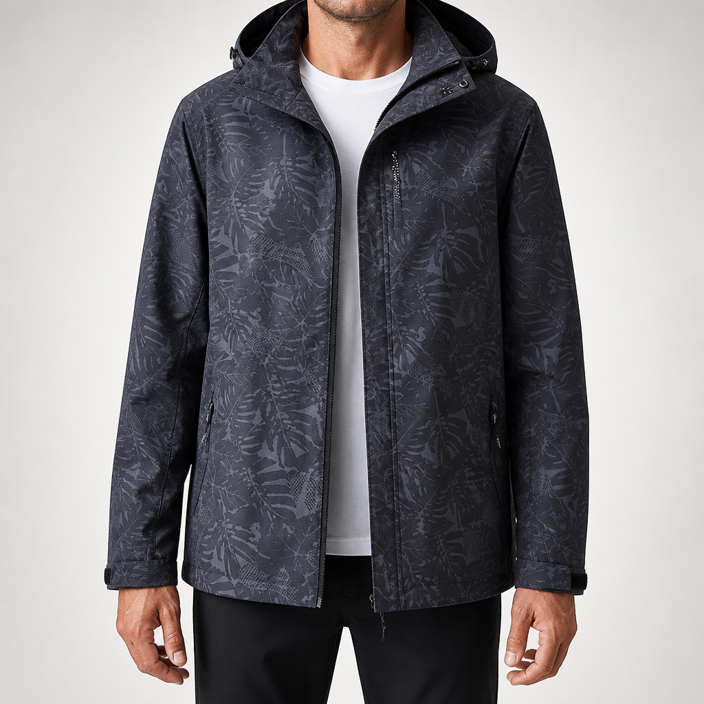Blossom | Mens Waterproof Jacket Hooded Windproof Softshell Outdoor Coat, Black Gray 2
