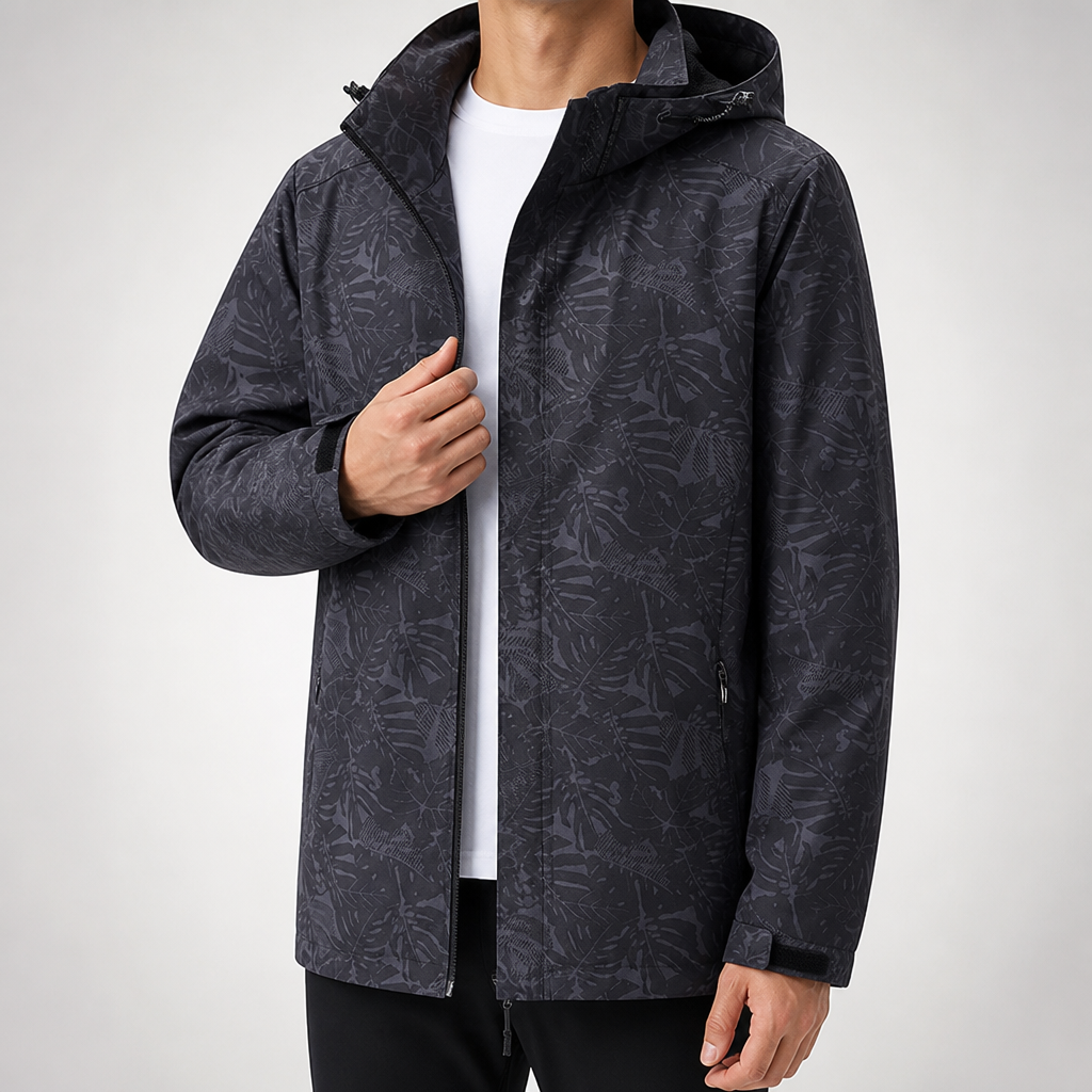 Blossom | Mens Waterproof Jacket Hooded Windproof Softshell Outdoor Coat, Black Gray