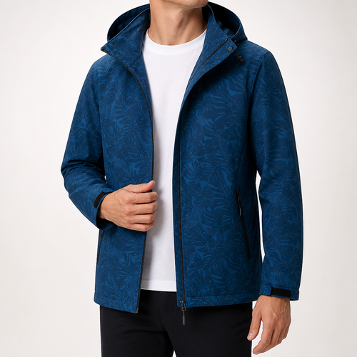 Blossom | Mens Waterproof Jacket Hooded Windproof Softshell Outdoor Coat, Dark Blue