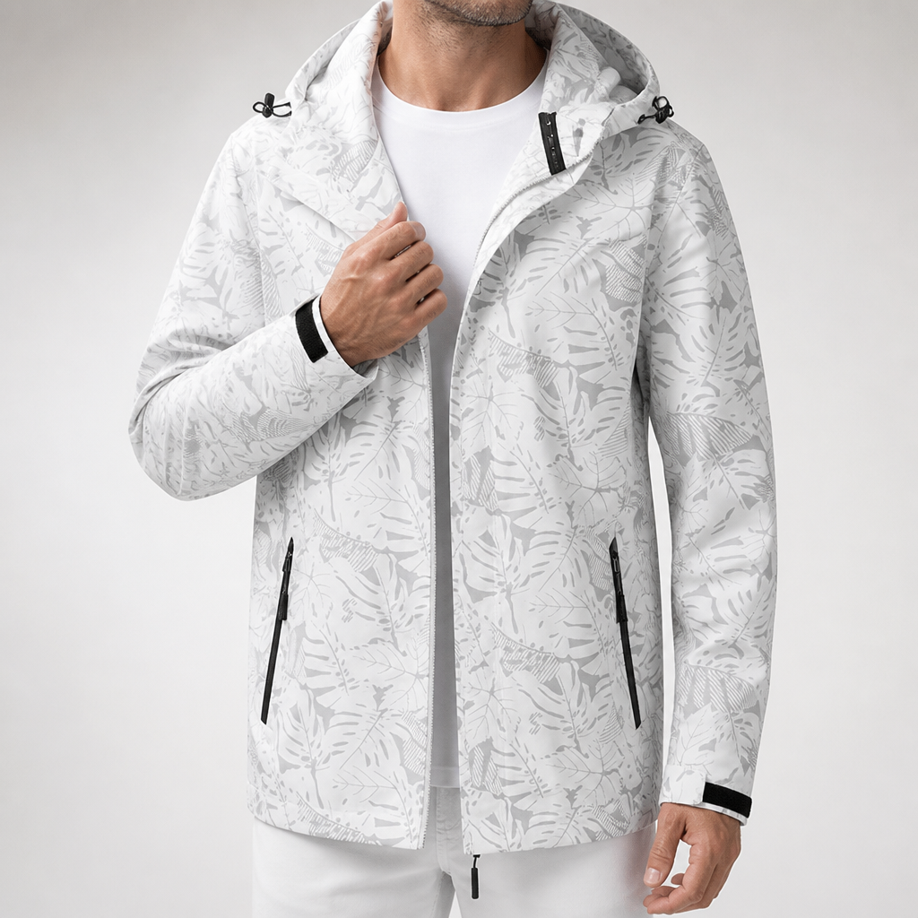 Blossom | Mens Waterproof Jacket Hooded Windproof Softshell Outdoor Coat, Off White 2