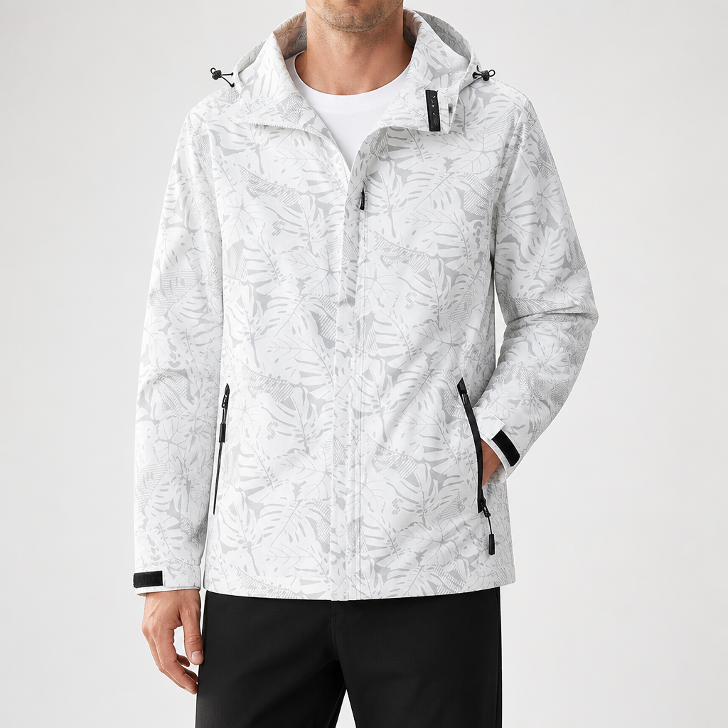 Blossom | Mens Waterproof Jacket Hooded Windproof Softshell Outdoor Coat, Off White