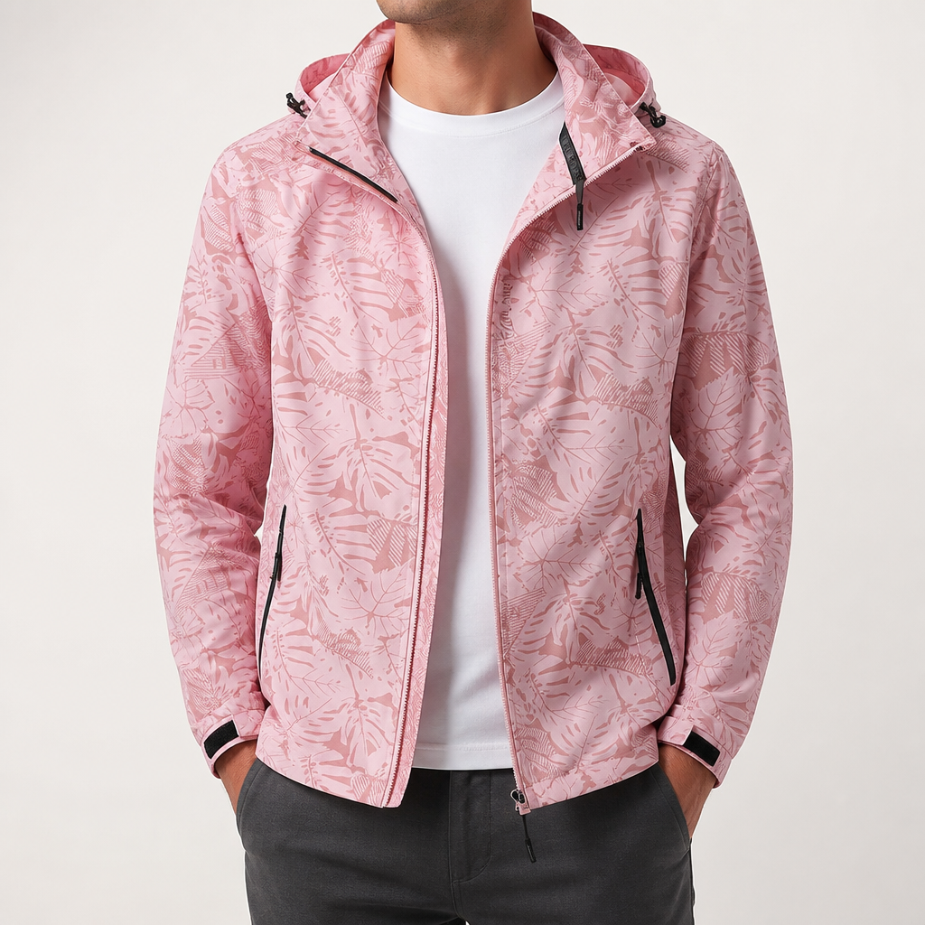 Blossom | Mens Waterproof Jacket Hooded Windproof Softshell Outdoor Coat, Pink