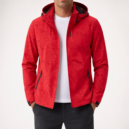 Blossom | Mens Waterproof Jacket Hooded Windproof Softshell Outdoor Coat, Red