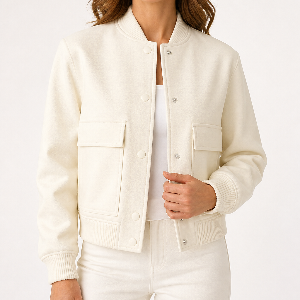Blythe | Womens Oversized Loose Fit Pocket Casual Jacket, White