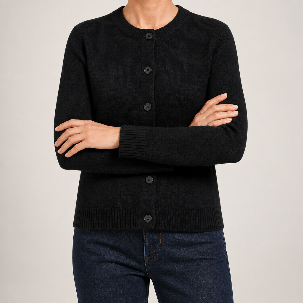 Blythe | Womens Wool Blend Pocket Cardigan Knitted Jumper, Black