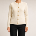 Blythe | Womens Wool Blend Pocket Cardigan Knitted Jumper, Ivory