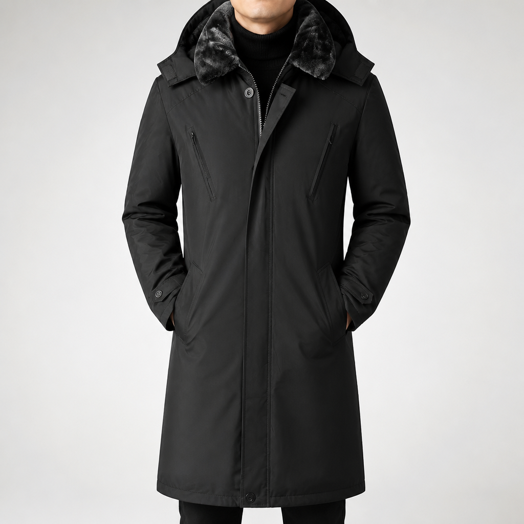 Boaz | Mens Waterproof Jacket Windproof Hooded Ski Outdoor Coat, Black