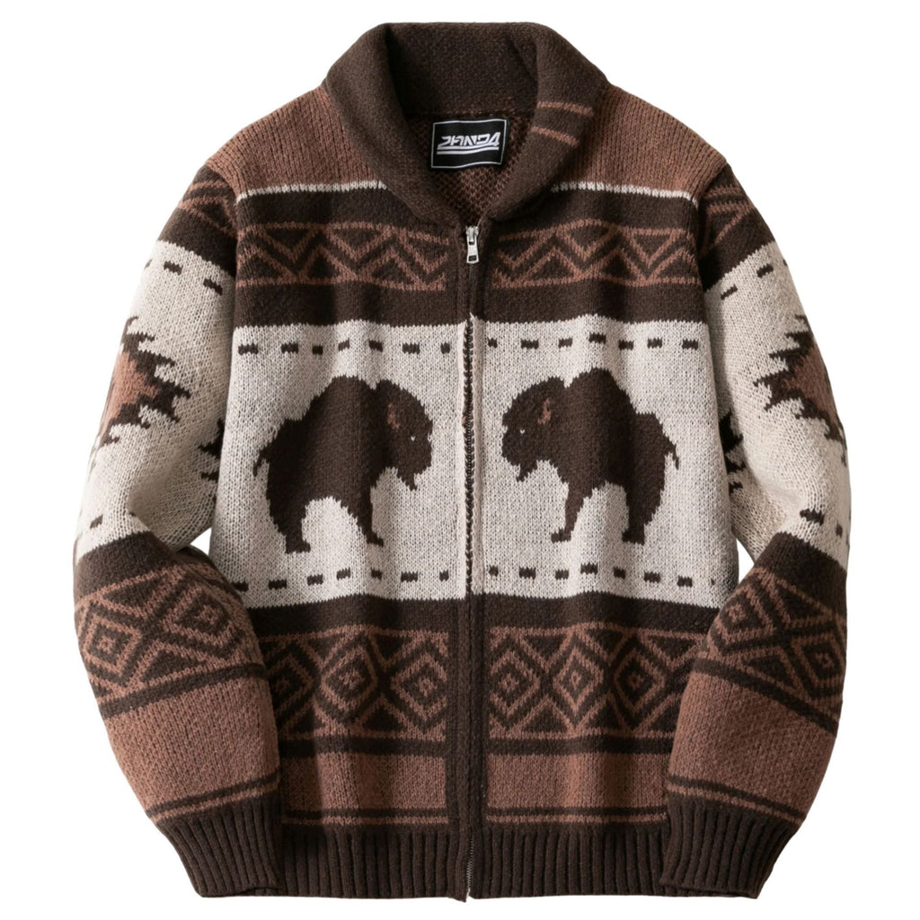 Bodhi | Mens Jacquard Knitted Jumper Jacket - 2