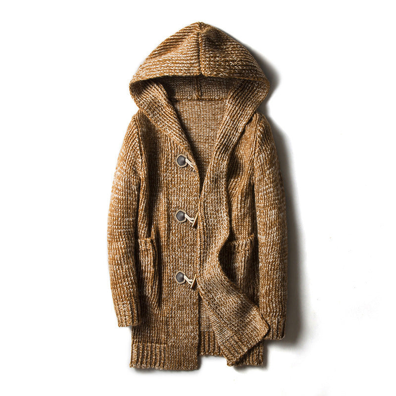 Bram | Mens Hooded Knit Toggle Cardigan Jumper Winter Coat - 1