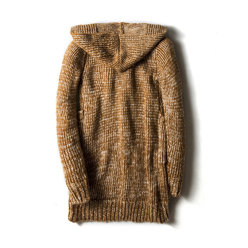 Bram | Mens Hooded Knit Toggle Cardigan Jumper Winter Coat - 5