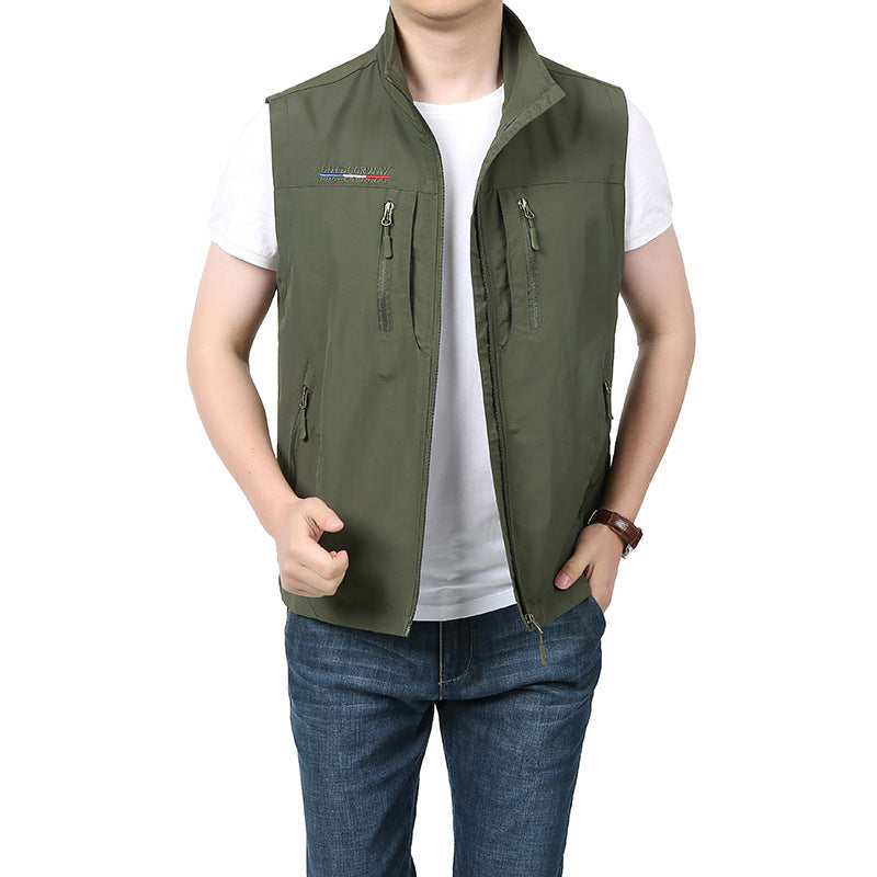 Brennan | Mens Quick Dry Pocket Outdoor Work Gilet Vest - Army Green