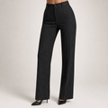 Briony | Womens Work Wide Leg High Waisted Striped Trousers, Black