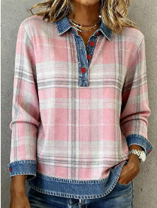 Briony | Womens Vintage Stand Collar 3D Print Casual Top T-Shirt - 32