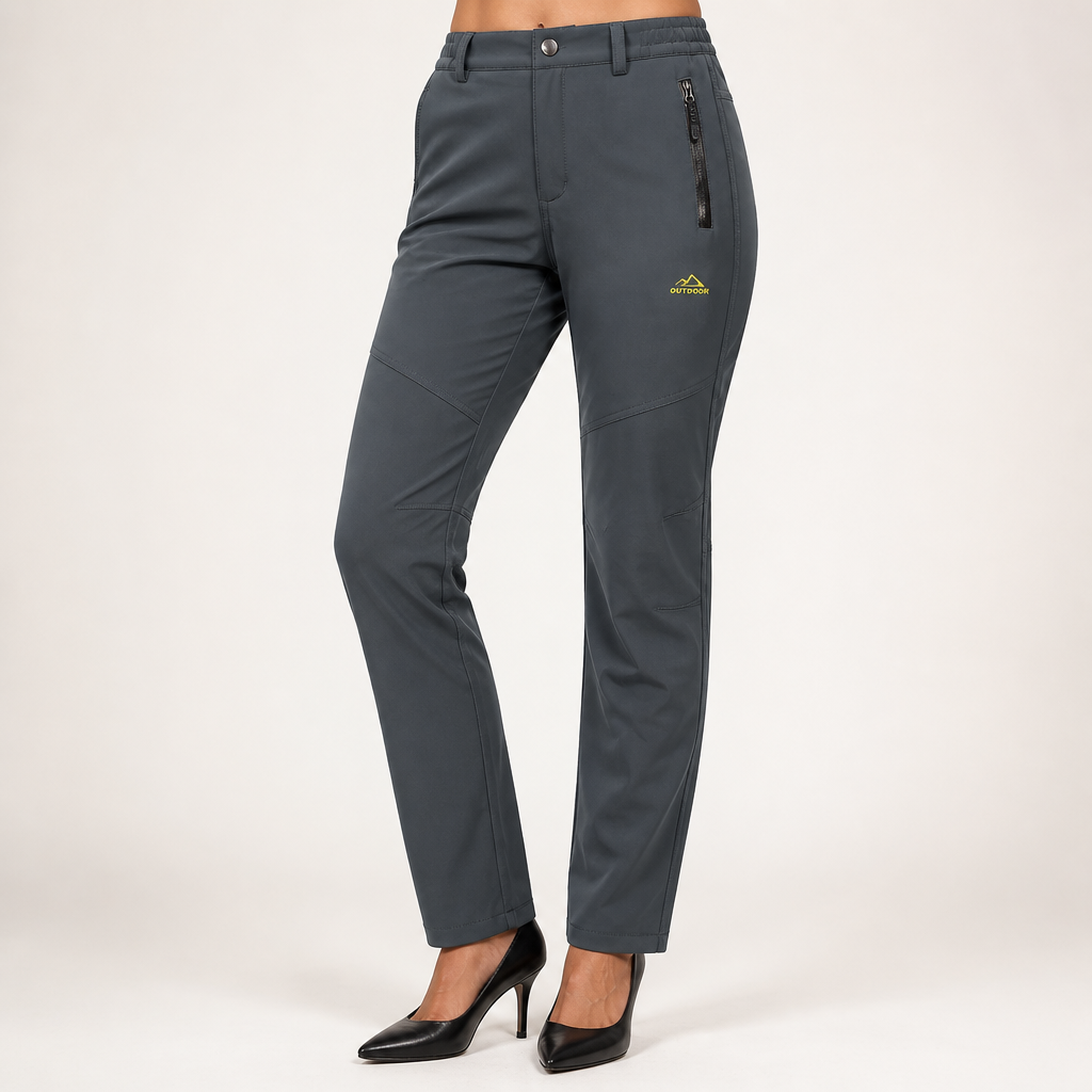 Bruno | Womens Cargo Trousers Fleece Lined Warm Winter Combat Pants, Dark Gray