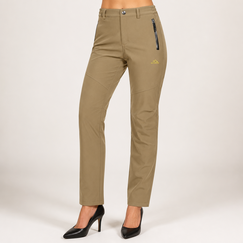 Bruno | Womens Cargo Trousers Fleece Lined Warm Winter Combat Pants, Khaki