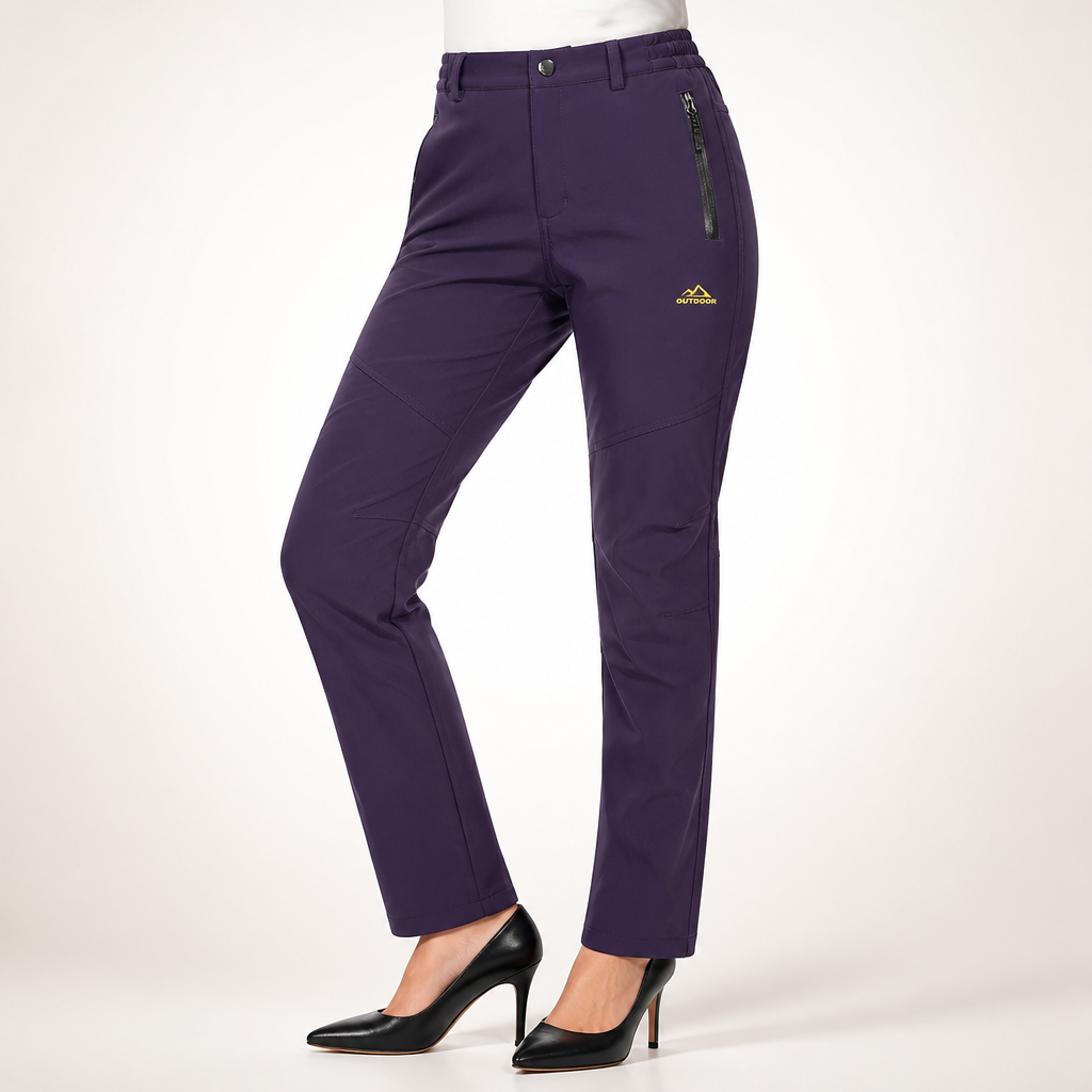 Bruno | Womens Cargo Trousers Fleece Lined Warm Winter Combat Pants, Purple