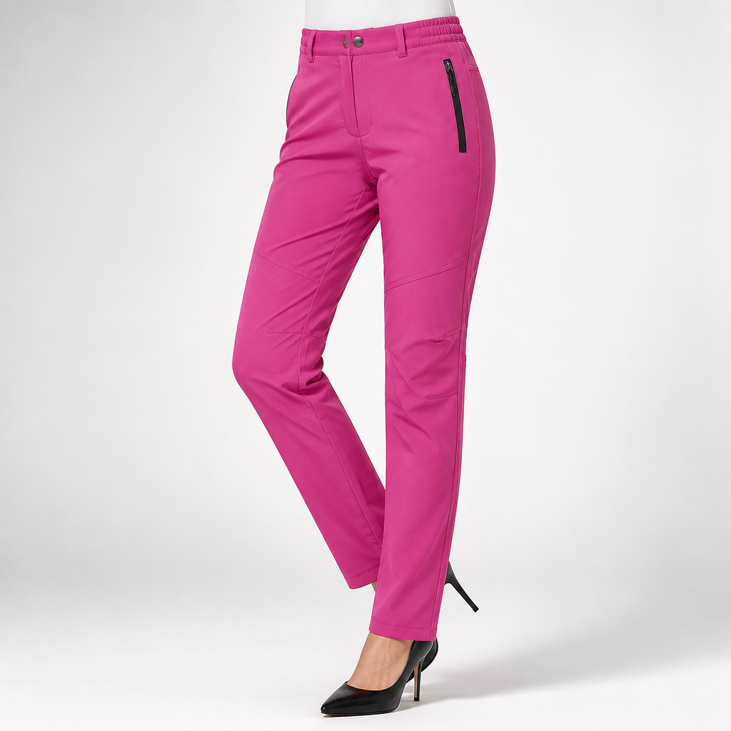 Bruno | Womens Cargo Trousers Fleece Lined Warm Winter Combat Pants, Rose Red