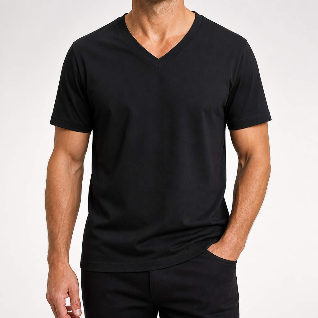Callahan | Mens American Quick Dry V Neck Short Sleeve T Shirt, Black