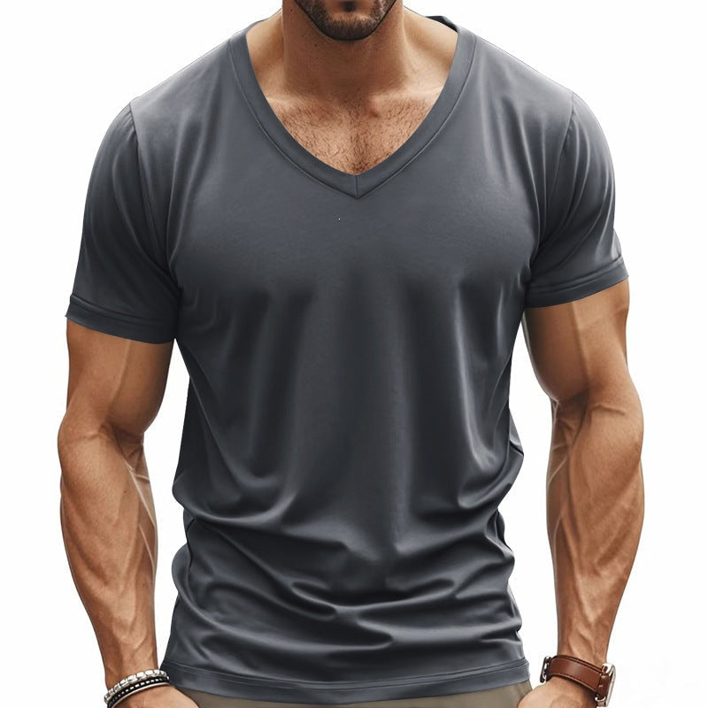 Callahan | Mens American Quick Dry V Neck Short Sleeve T Shirt - Dark Grey