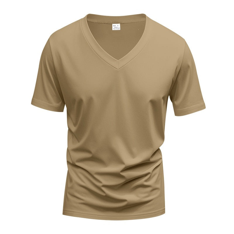 Callahan | Mens American Quick Dry V Neck Short Sleeve T Shirt - Khaki