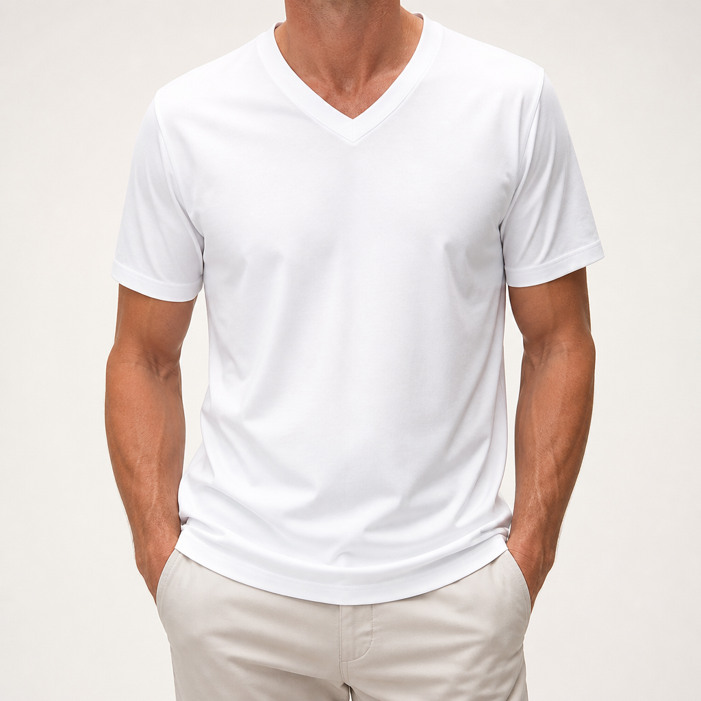 Callahan | Mens American Quick Dry V Neck Short Sleeve T Shirt, White