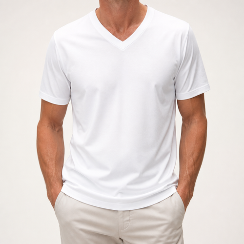 Callahan | Mens American Quick Dry V Neck Short Sleeve T Shirt, White