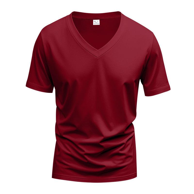 Callahan | Mens American Quick Dry V Neck Short Sleeve T Shirt - Wine Red