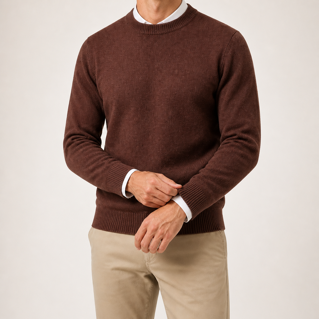 Callum | Mens Half Turtleneck Knitted Pullover Jumper, Brown