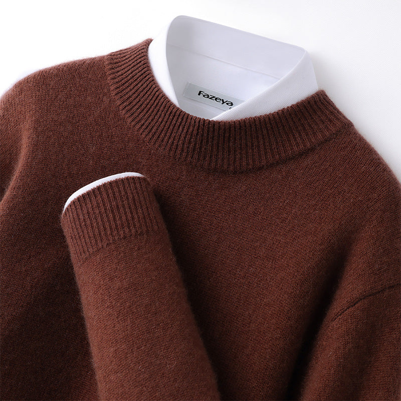 Callum | Mens Half Turtleneck Knitted Pullover Jumper - Brown