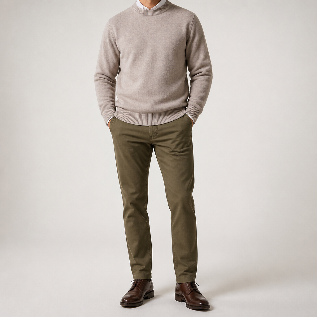 Callum | Mens Half Turtleneck Knitted Pullover Jumper, Camel