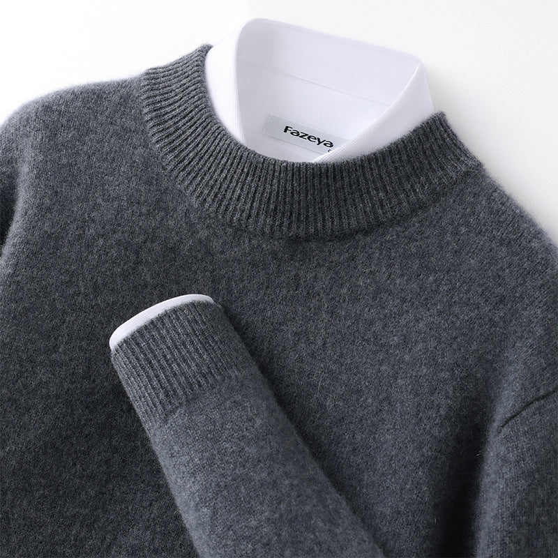 Callum | Mens Half Turtleneck Knitted Pullover Jumper - Dark Grey