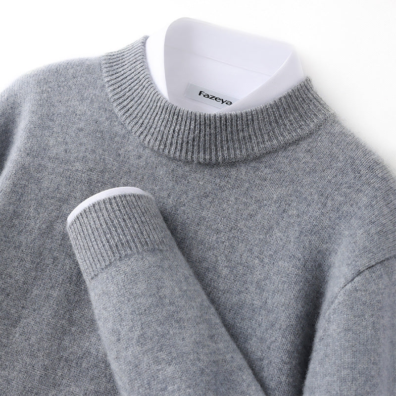 Callum | Mens Half Turtleneck Knitted Pullover Jumper - Mid Grey