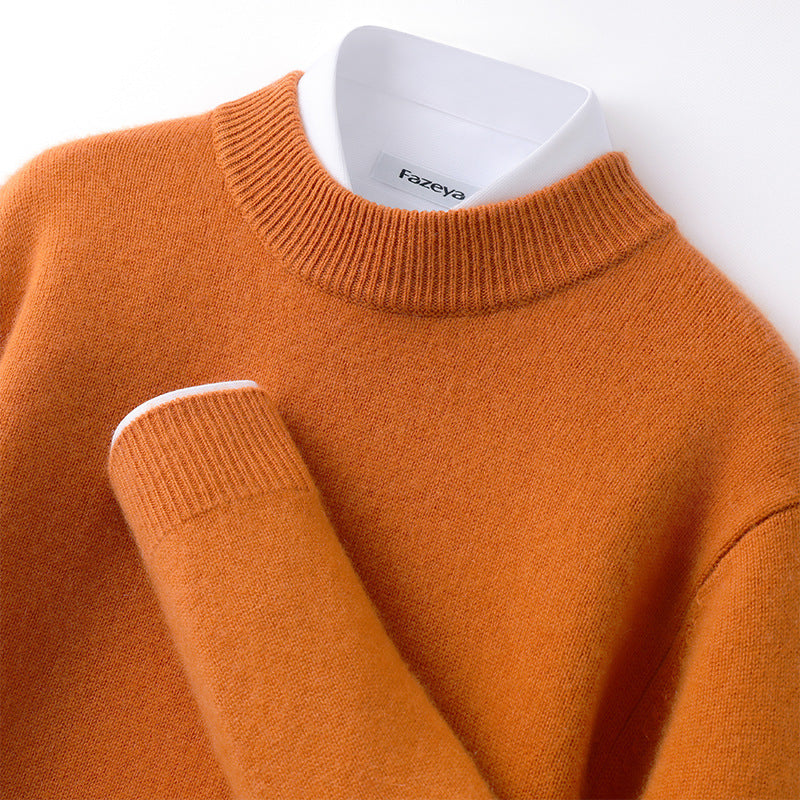 Callum | Mens Half Turtleneck Knitted Pullover Jumper - Orange