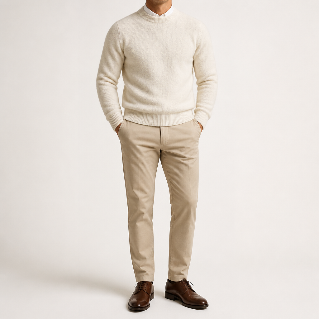 Callum | Mens Half Turtleneck Knitted Pullover Jumper, White