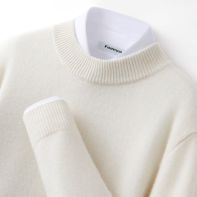 Callum | Mens Half Turtleneck Knitted Pullover Jumper - White