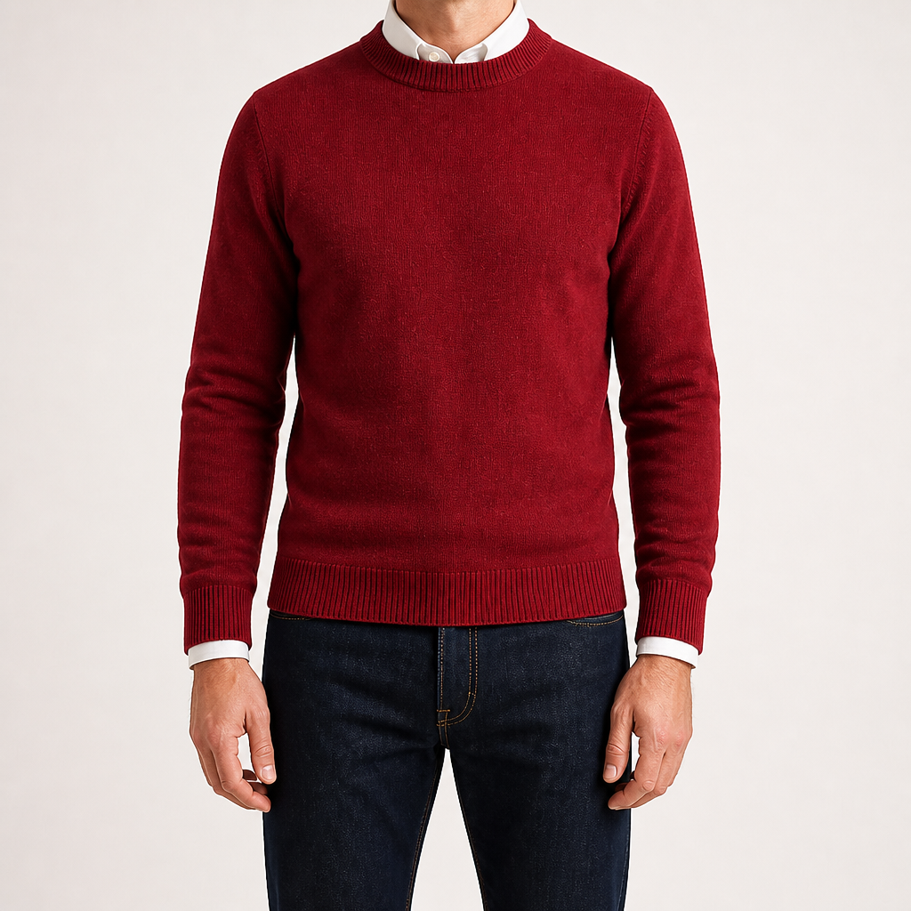 Callum | Mens Half Turtleneck Knitted Pullover Jumper, Wine Red