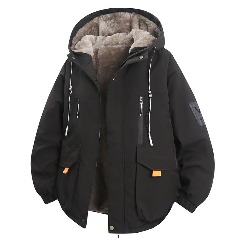 Callum | Mens Winter Fleece Lined Hooded Parka Padded Jacket - Black