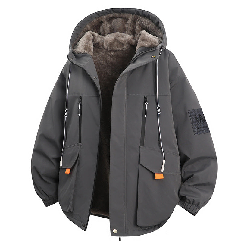 Callum | Mens Winter Fleece Lined Hooded Parka Padded Jacket - Grey