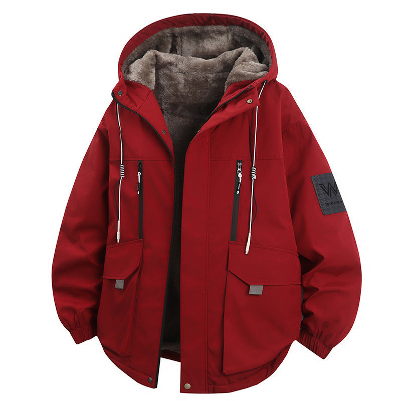 Callum | Mens Winter Fleece Lined Hooded Parka Padded Jacket - Red
