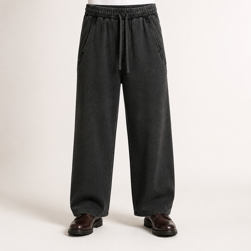 Camilla | Mens Joggers Sweatpants Wide Leg Heavyweight Casual Trousers, Black