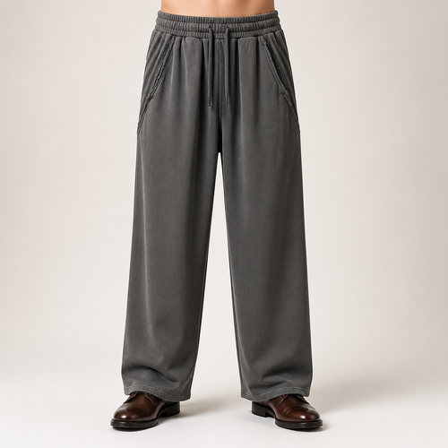 Camilla | Mens Joggers Sweatpants Wide Leg Heavyweight Casual Trousers, Dark Gray