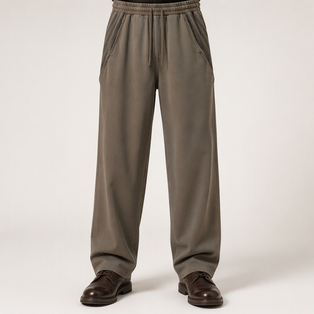 Camilla | Mens Joggers Sweatpants Wide Leg Heavyweight Casual Trousers, Khaki