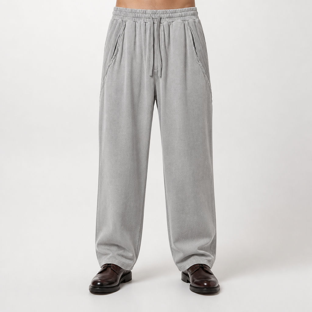 Camilla | Mens Joggers Sweatpants Wide Leg Heavyweight Casual Trousers, Light Gray